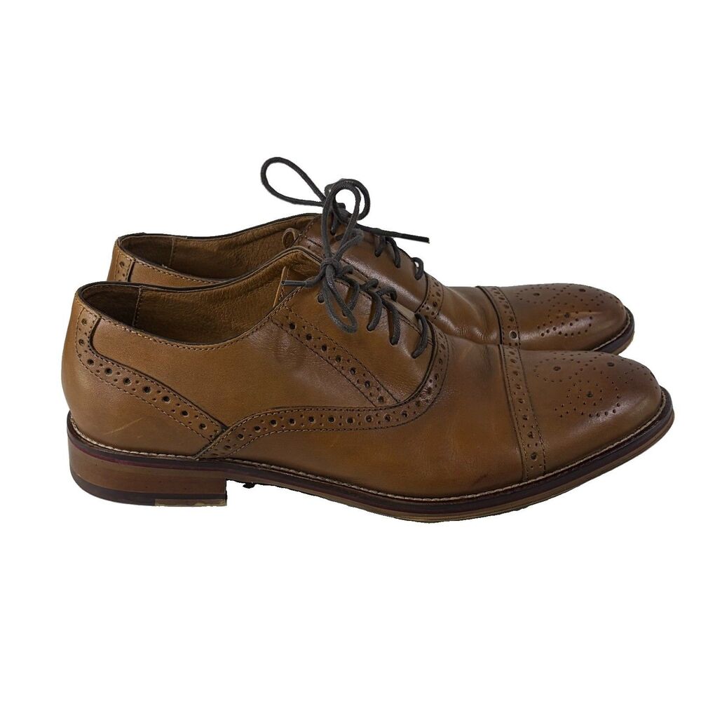 Johnston And Murphy CONARD MEN Oxford SHOE SIZE 9 TAN LEATHER LACE-UP